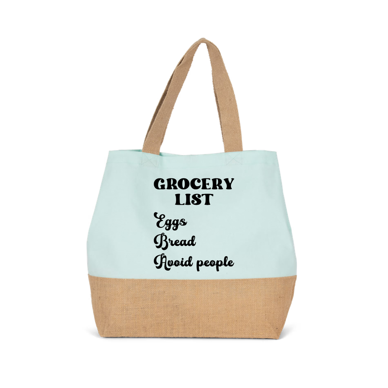 GROCERY LIST, EGGS, BREAD, AVOID PEOPLE (verschillende kleuren)