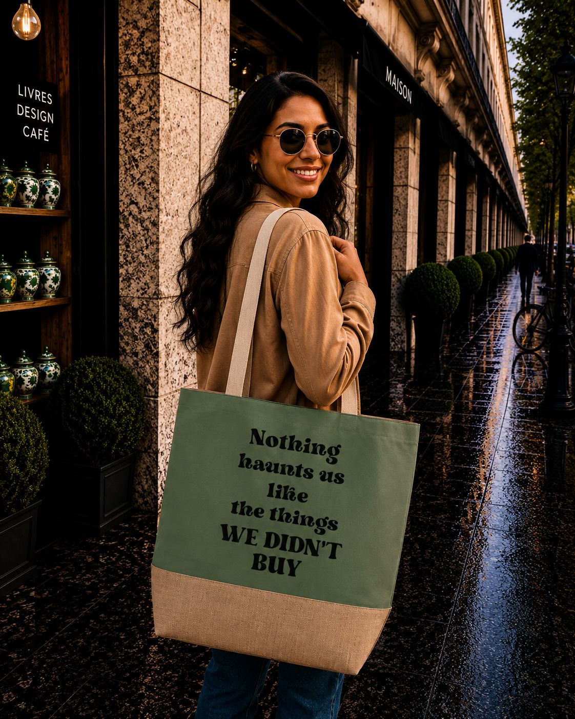 Strandtas “Nothing Haunts Us Like The Things We Didn’t Buy” – Grappige Shopper voor Shopping Lovers &amp; Koopjesjagers