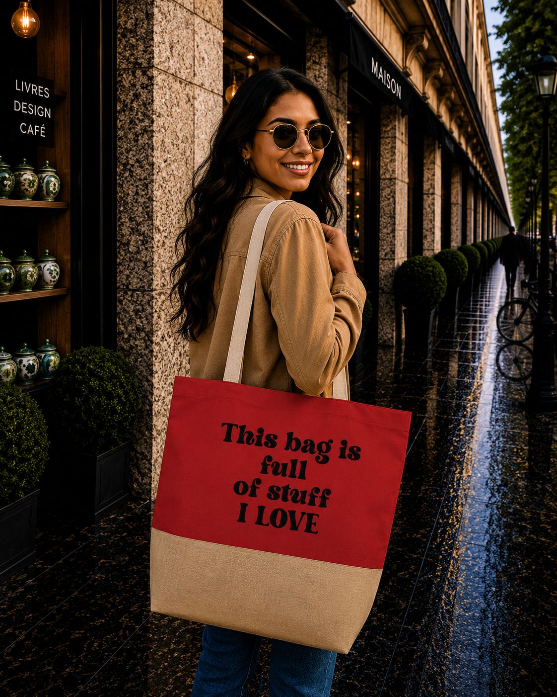 Strandtas “This Bag Is Full Of Stuff I Love” – Trendy Shopper voor Strand, Shopping &amp; Dagelijks Gebruik