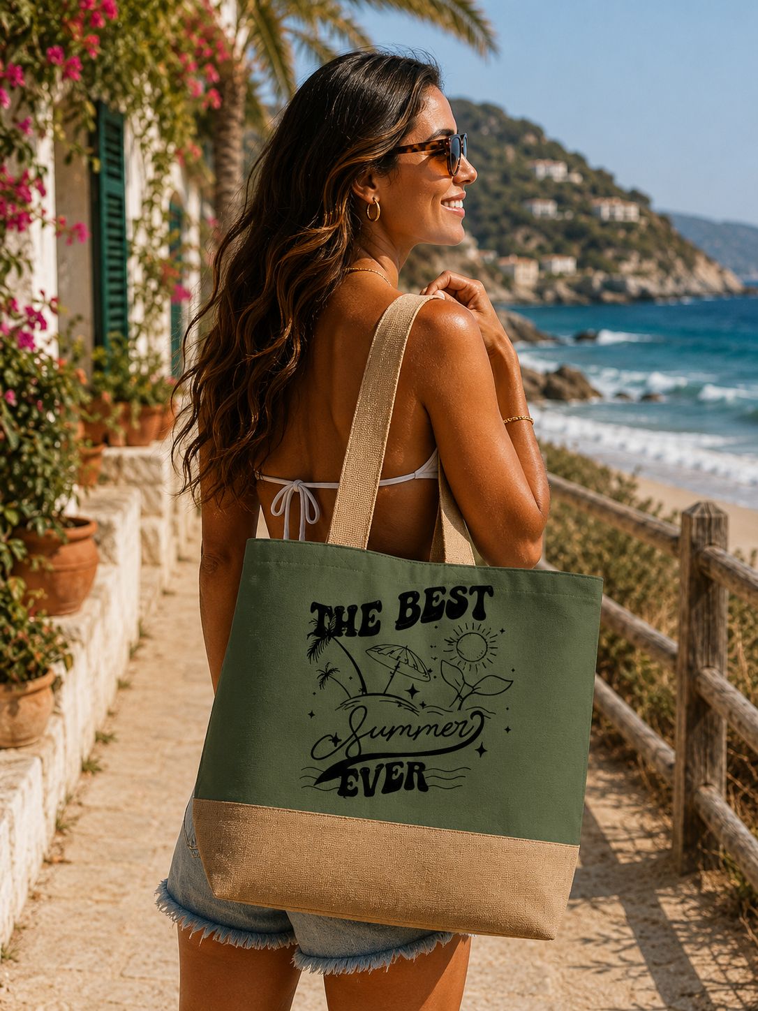 The Best Summer Ever Strandtas – Grote Canvas Beach Bag met Zomerse Quote