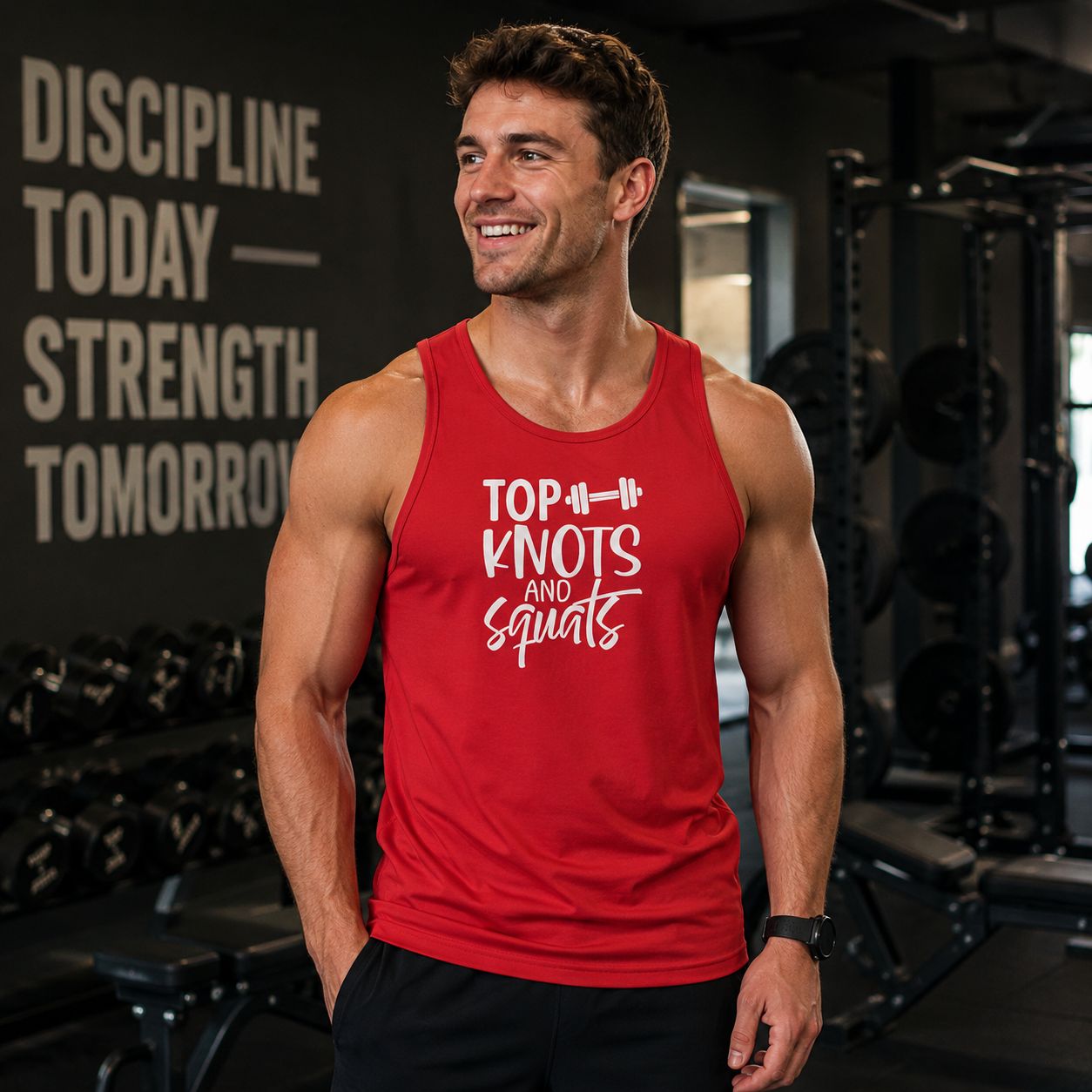 Top Knots And Squats Tanktop - Grappige Fitness Tanktop - Leuk Cadeau voor Sportliefhebbers