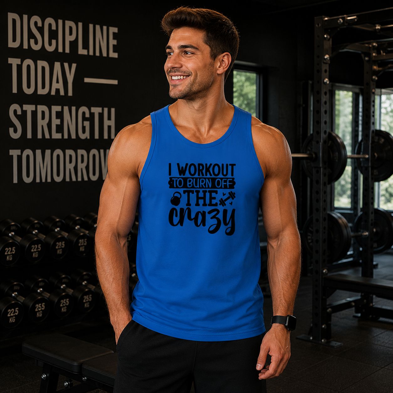 I Workout To Burn Off The Crazy Tanktop - Grappige Fitness Tanktop - Leuk Cadeau voor Sportliefhebbers