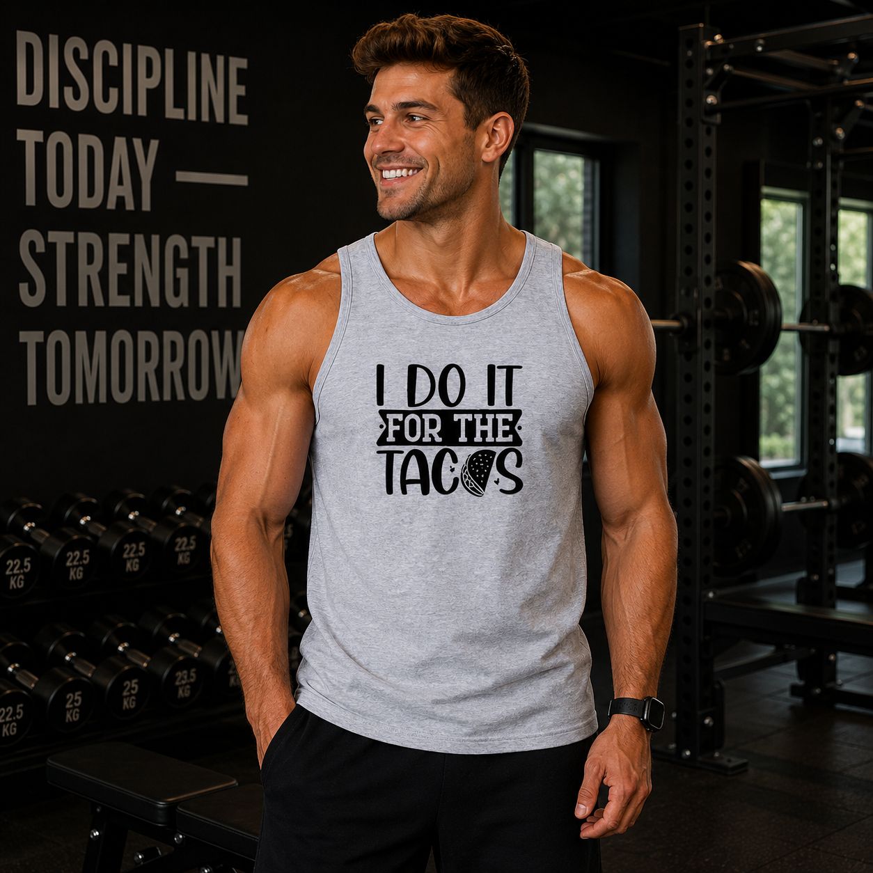 I Do It For The Tacos Tanktop - Grappige Fitness Tanktop - Leuk Cadeau voor Sportliefhebbers