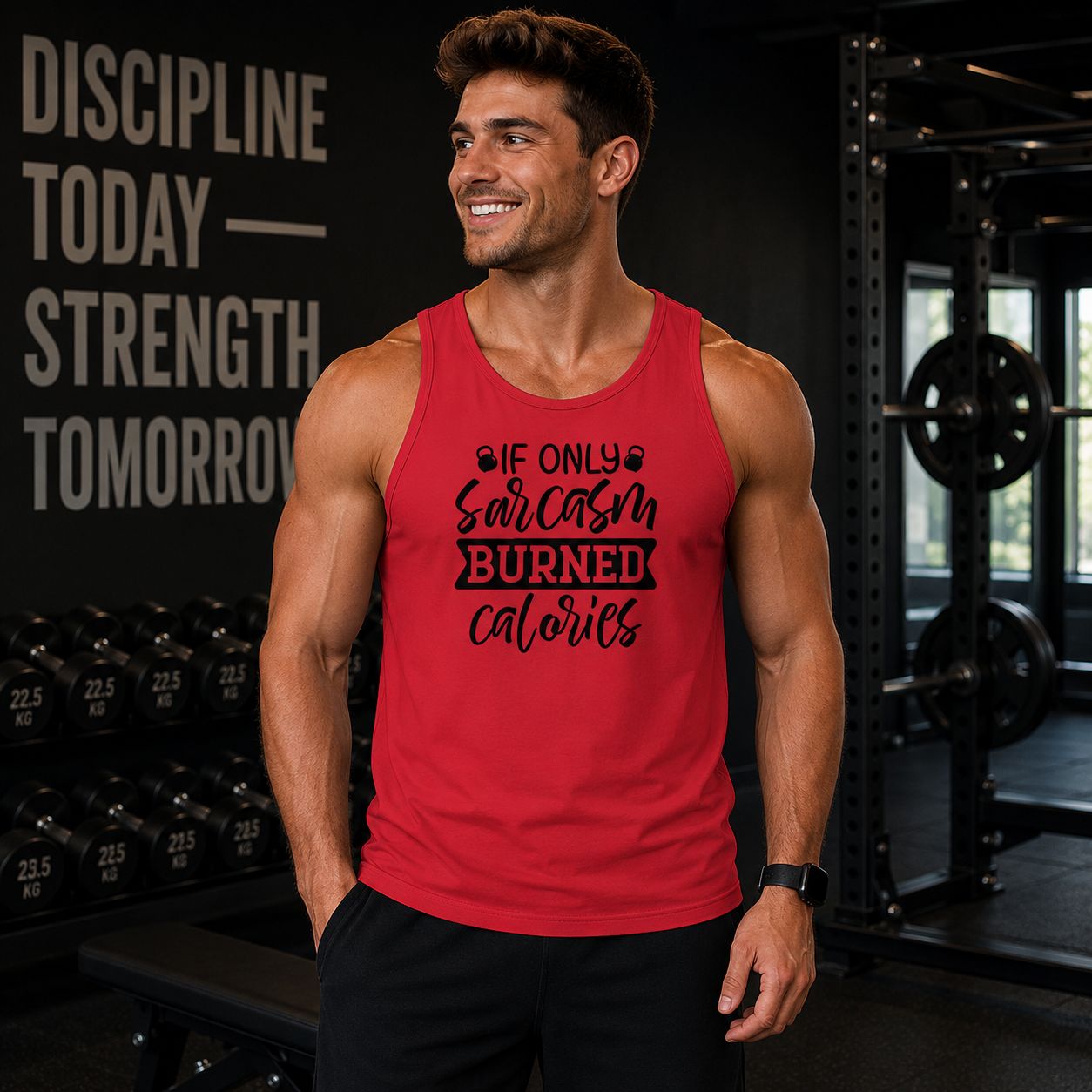 If Only Sarcasm Burned Calories Tanktop - Grappige Fitness Tanktop - Leuk Cadeau voor Sportliefhebbers