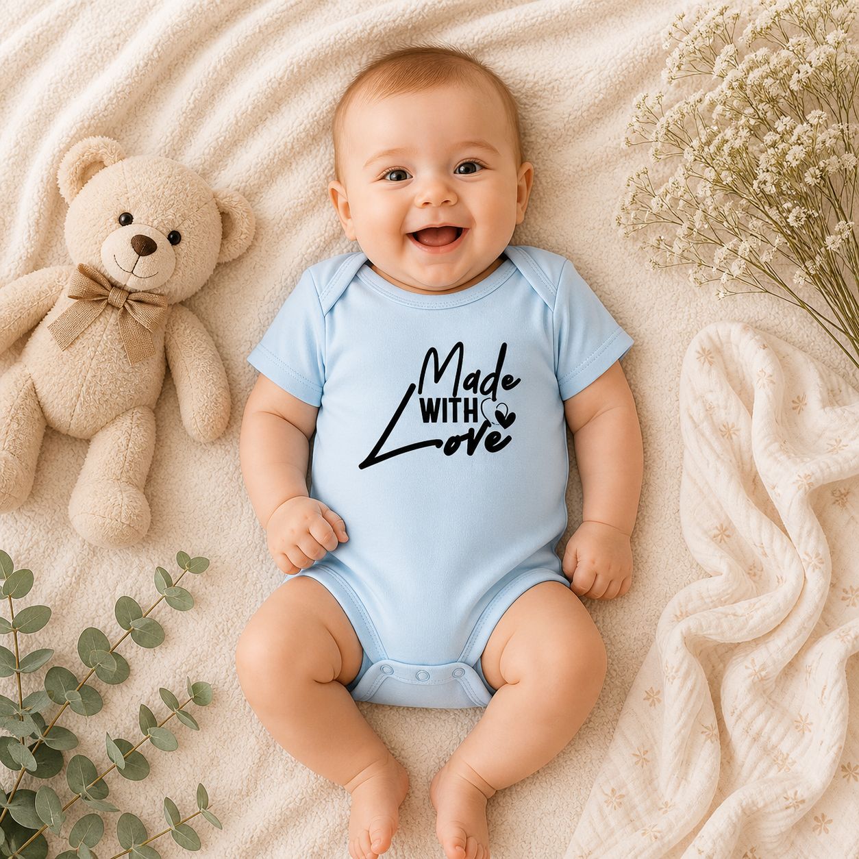 Baby Romper “Made With Love” – Schattige Babykleding &amp; Lief Kraamcadeau