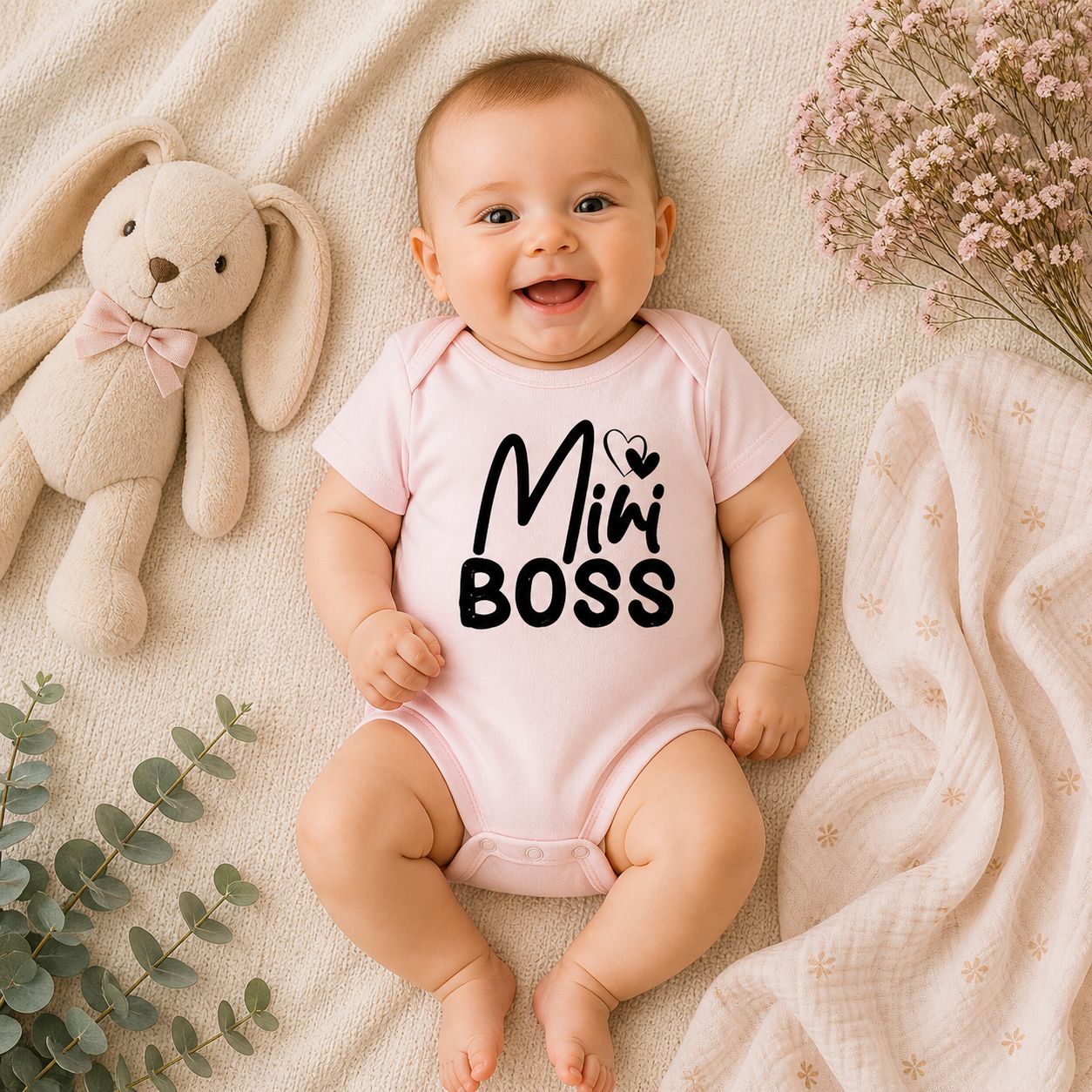 Baby Romper “Mini Boss” – Stoere &amp; Schattige Babykleding + Origineel Kraamcadeau