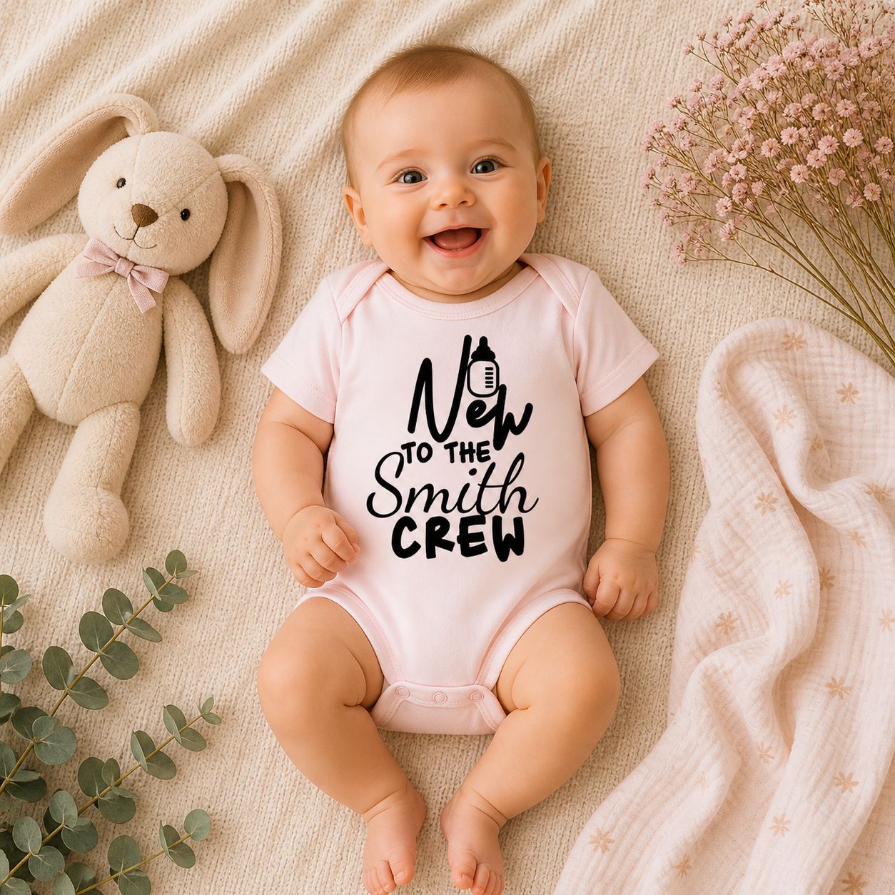 Baby Romper “New To The Smith Crew” –  Schattige Babykleding &amp; Origineel Kraamcadeau