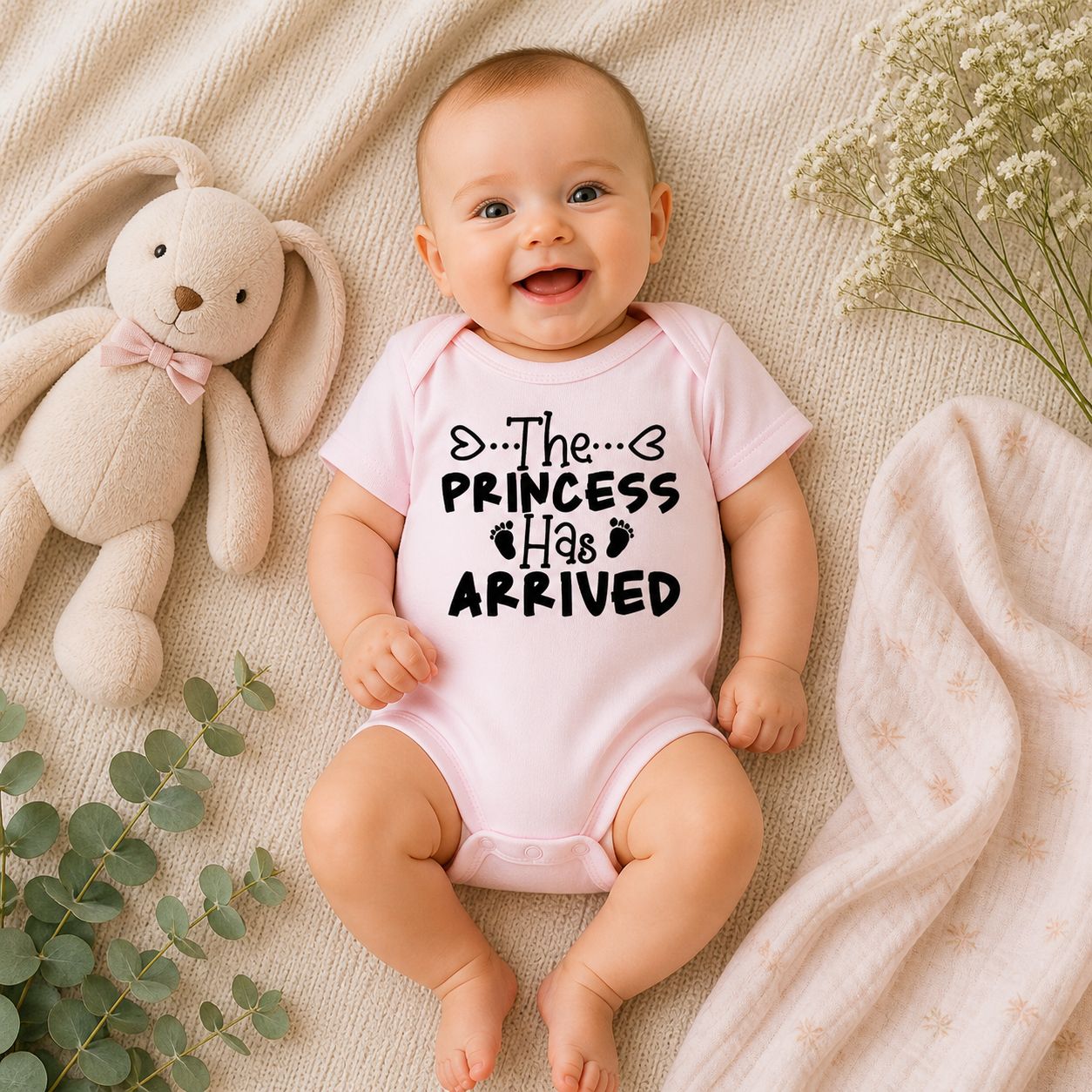 Baby Romper “The Princess Has Arrived” – Schattige Meisjes Babykleding &amp; Perfect Kraamcadeau