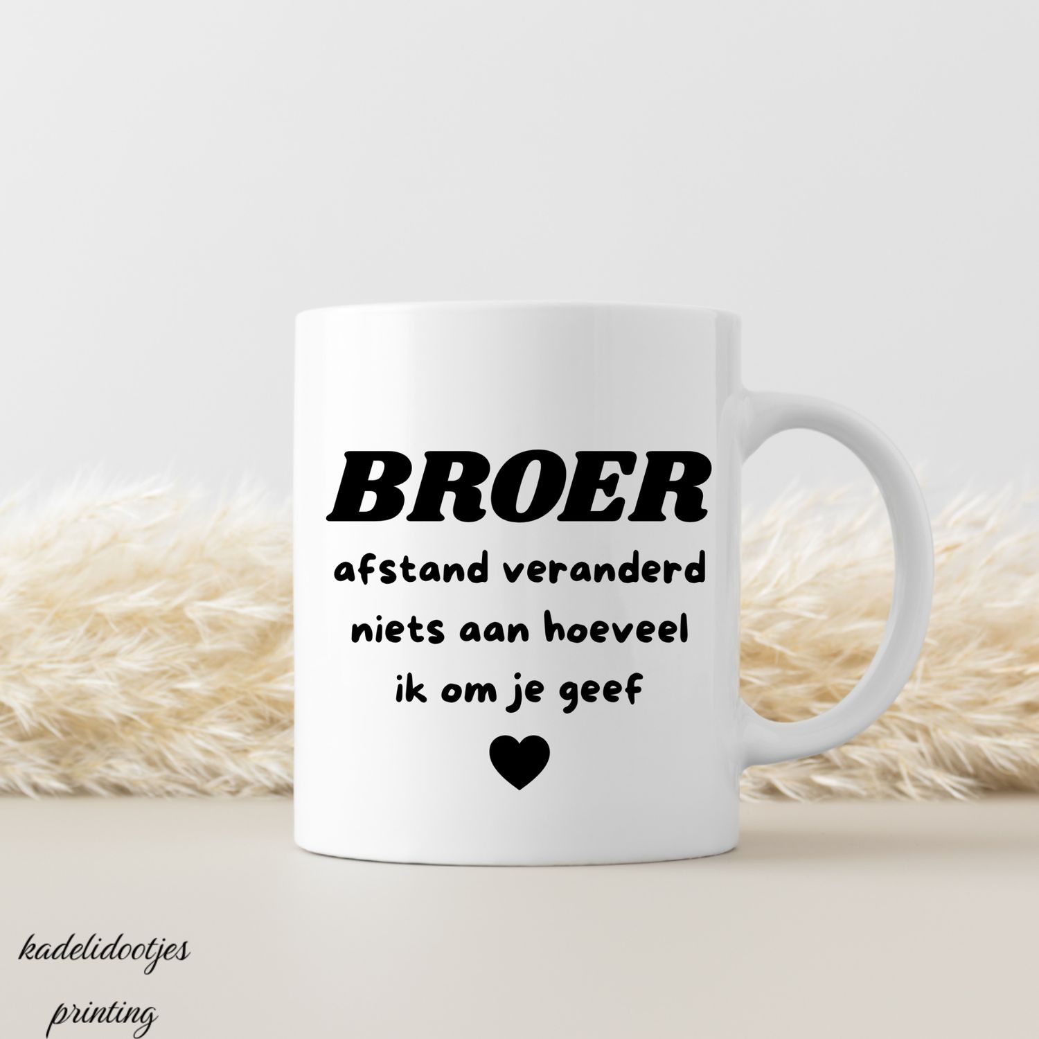 Broer, Afstand Veranderd Niets Aan Hoeveel ik om je Geef - Mok 11oz - Cadeau Broer of Zus