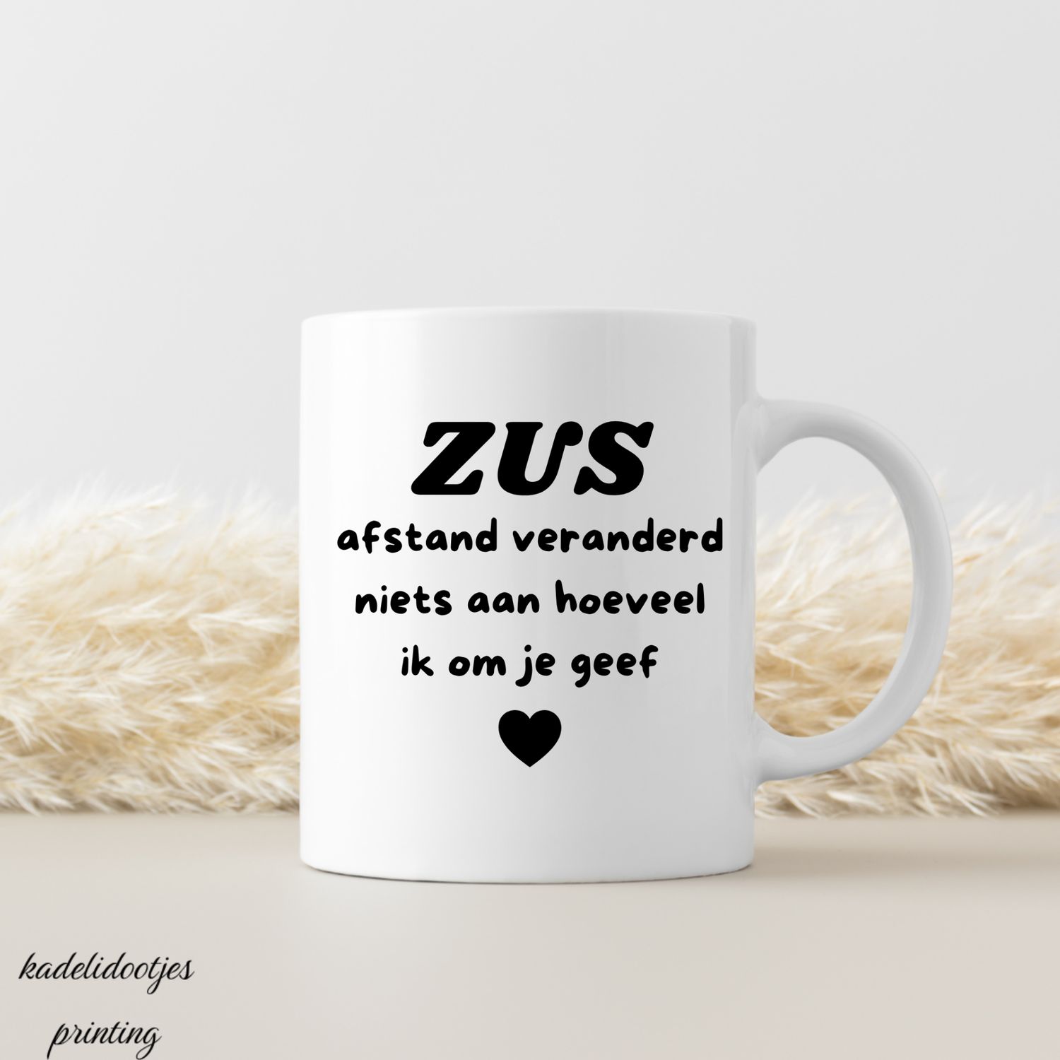 Zus, Afstand Veranderd Niets aan Hoeveel ik om Je Geef - Mok 11oz - Cadeau Broer of Zus