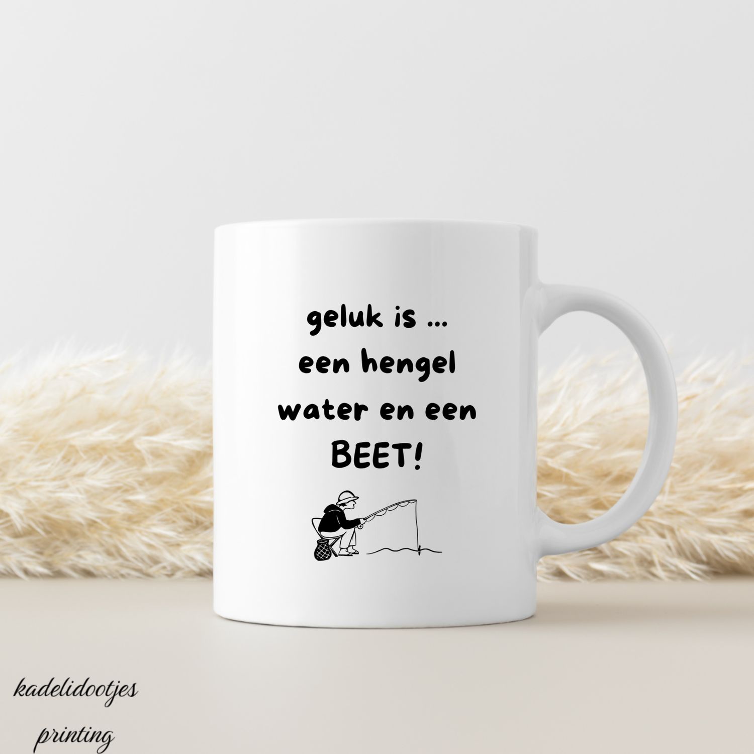 Geluk Is Een Hengel Water en Een Beet - Mok 11oz - Visser Cadeau