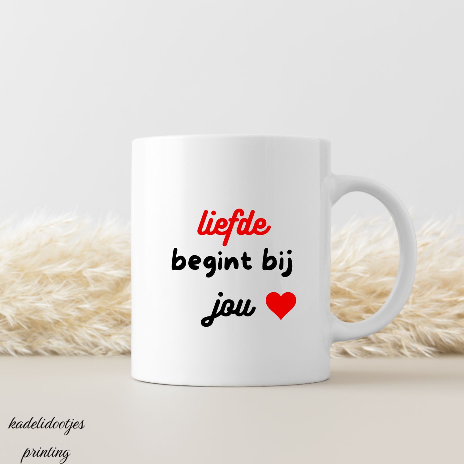Liefde Begint Bij Jou - Mok 11oz - Romantische Koffiemok - Liefdevol Cadeau voor Partner