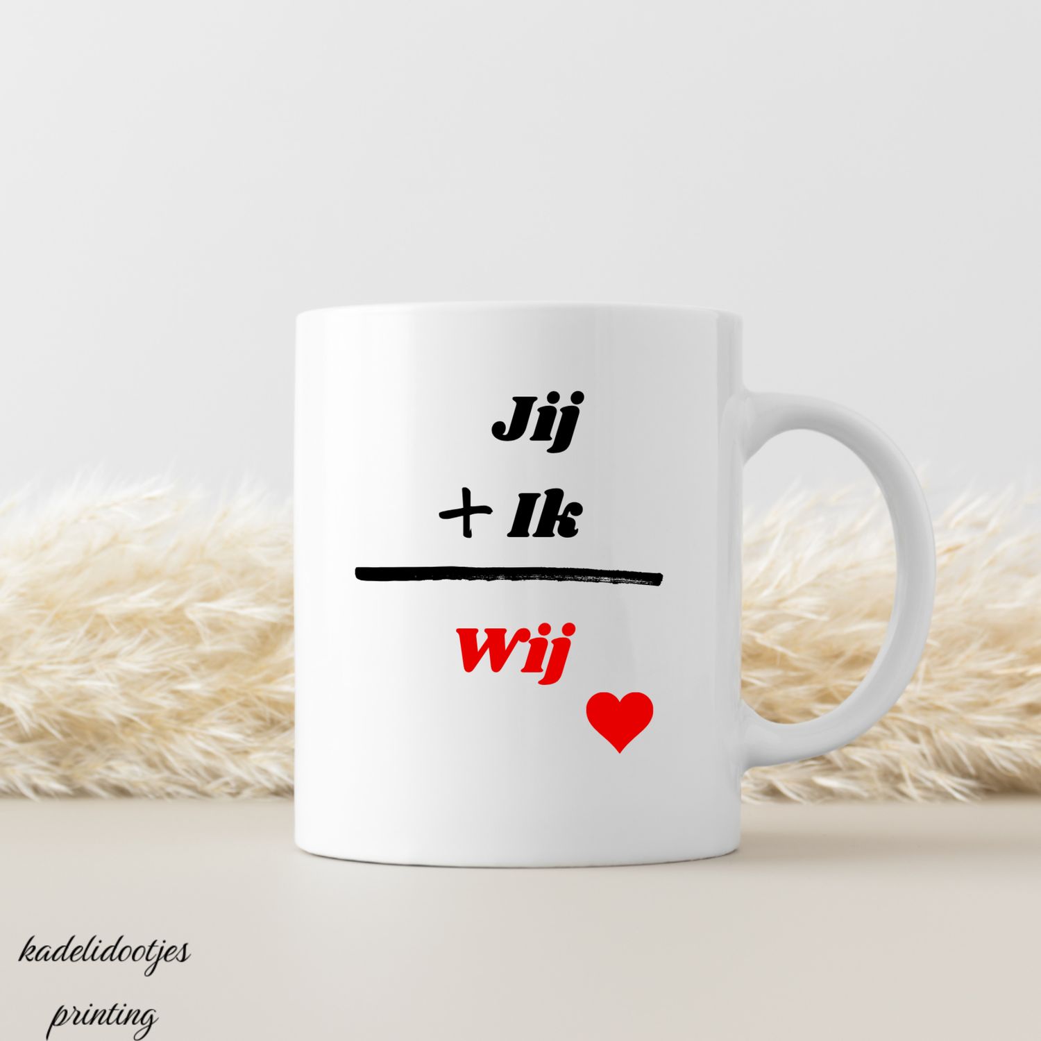 Jij + Ik = Wij - Mok 11oz - Romantische Koffiemok - Liefdevol Cadeau voor Koppels