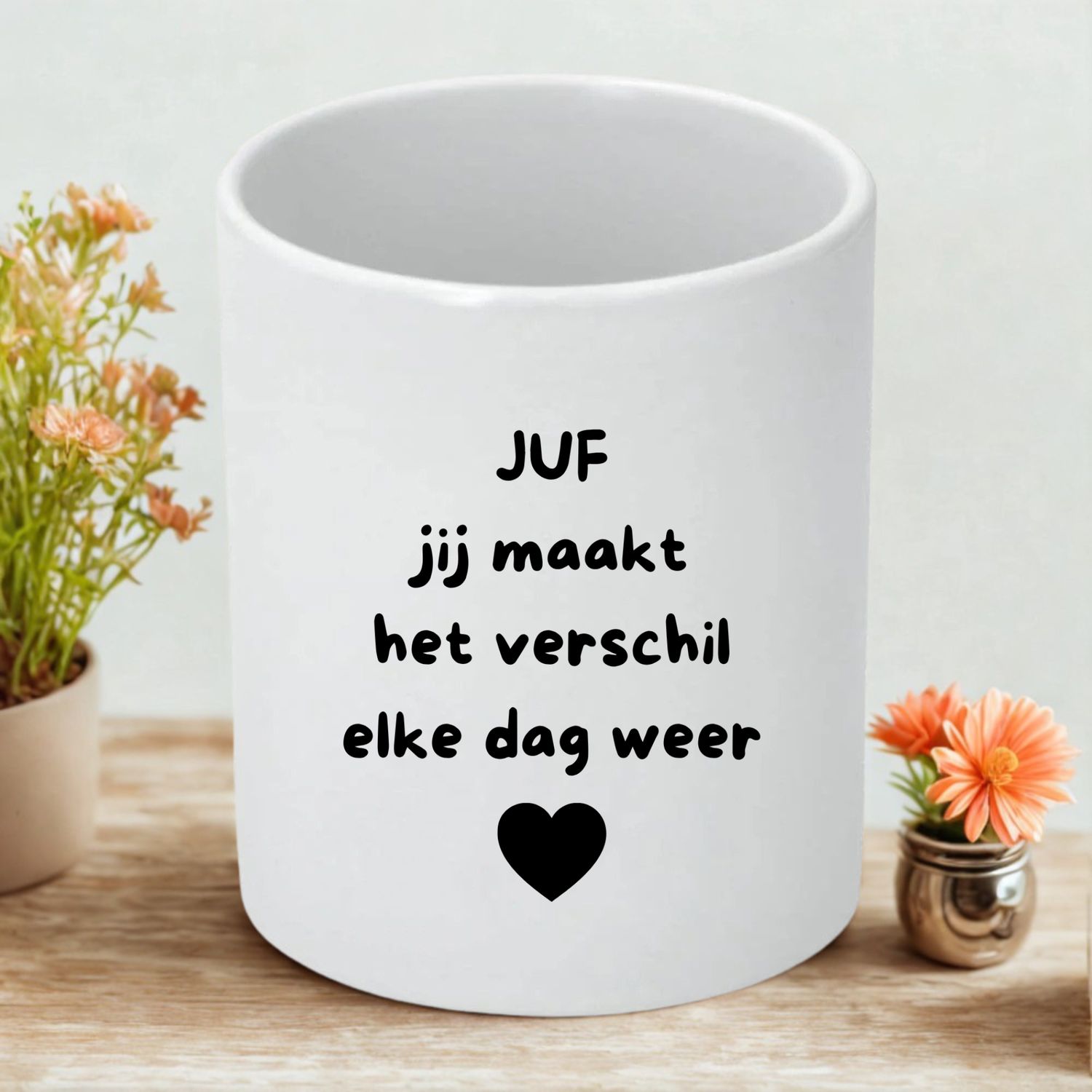 Bloempotje Juf Jij Maakt het Verschil Elke Dag Weer – Cadeau Juf