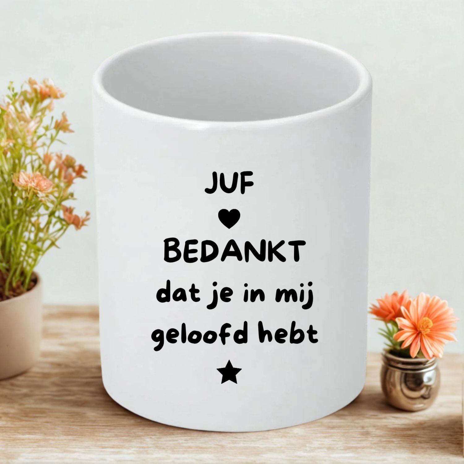 Bloempotje Juf Bedankt Dat Je in Mij Geloofd Hebt – Cadeau Juf