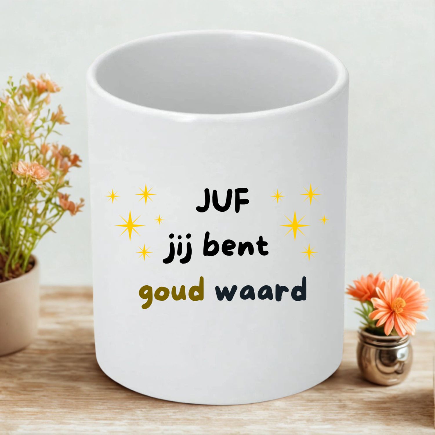 Bloempotje Juf Jij Bent Goud Waard – Lief Cadeau voor de Juf