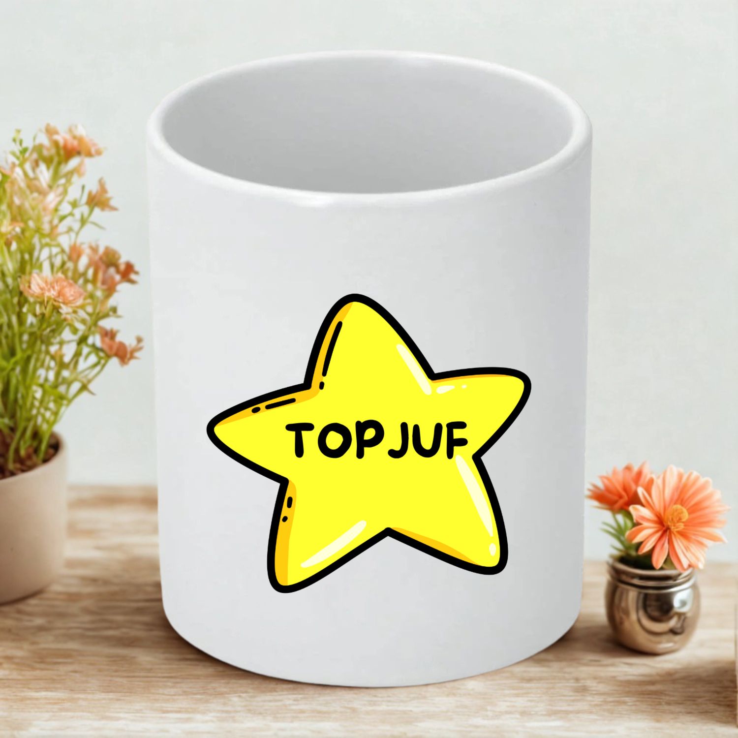 Bloempotje Topjuf – Origineel Cadeau voor de Liefste Juf