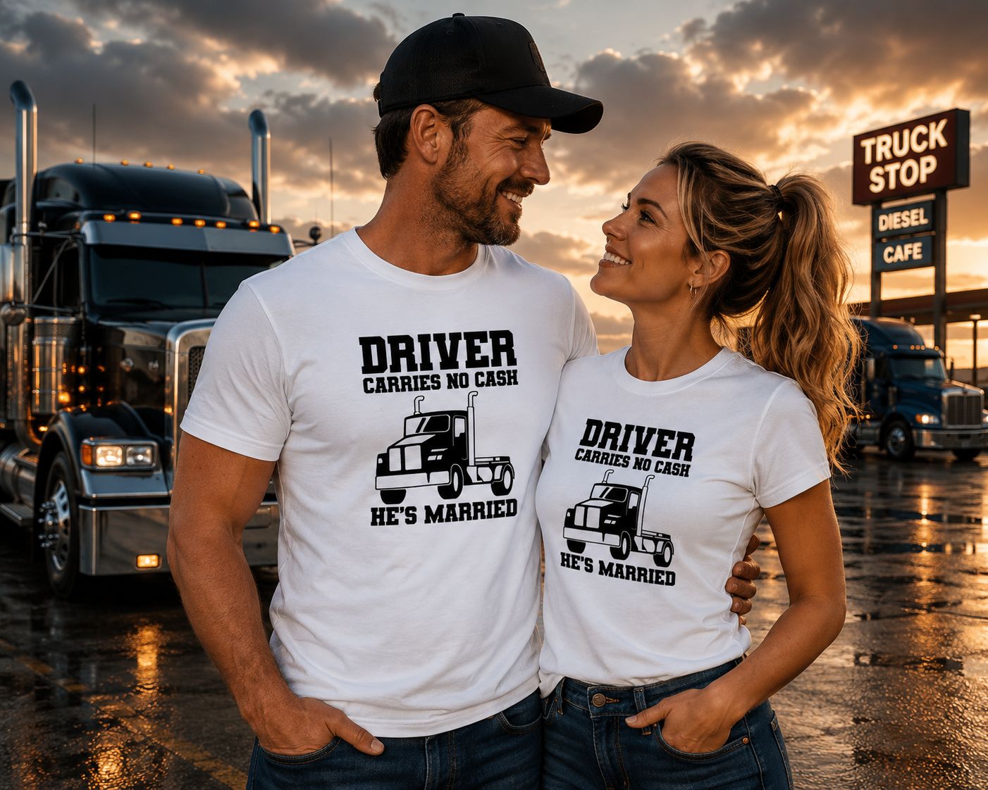 Driver Carries No Cash He’s Married T-Shirt – Grappig Trucker T-Shirt – Humor Shirt Voor Vrachtwagenchauffeurs
