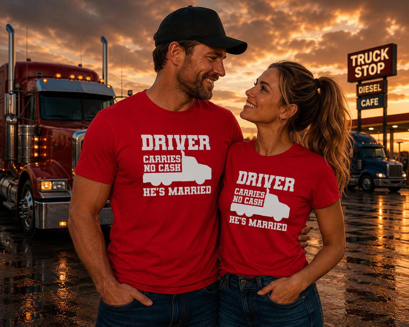 Driver Carries No Cash He’s Married T-Shirt – Grappig Trucker T-Shirt – Humor Shirt Voor Vrachtwagenchauffeurs