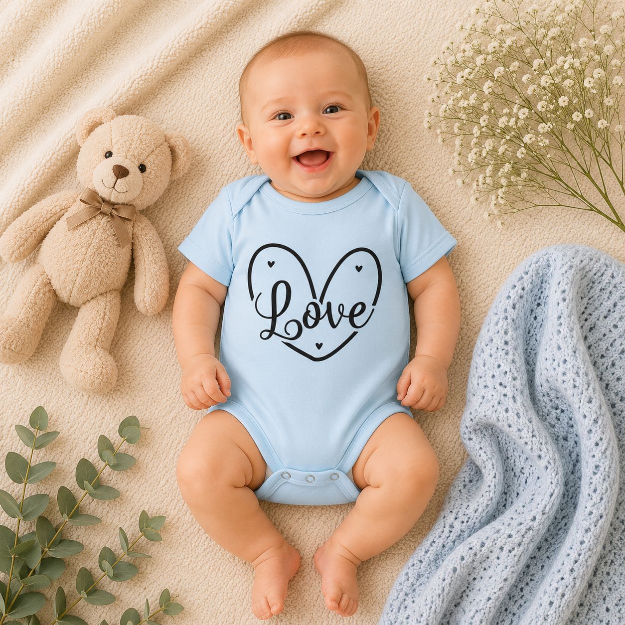 Baby Romper “Love” – Schattige Babykleding &amp; Lief Kraamcadeau