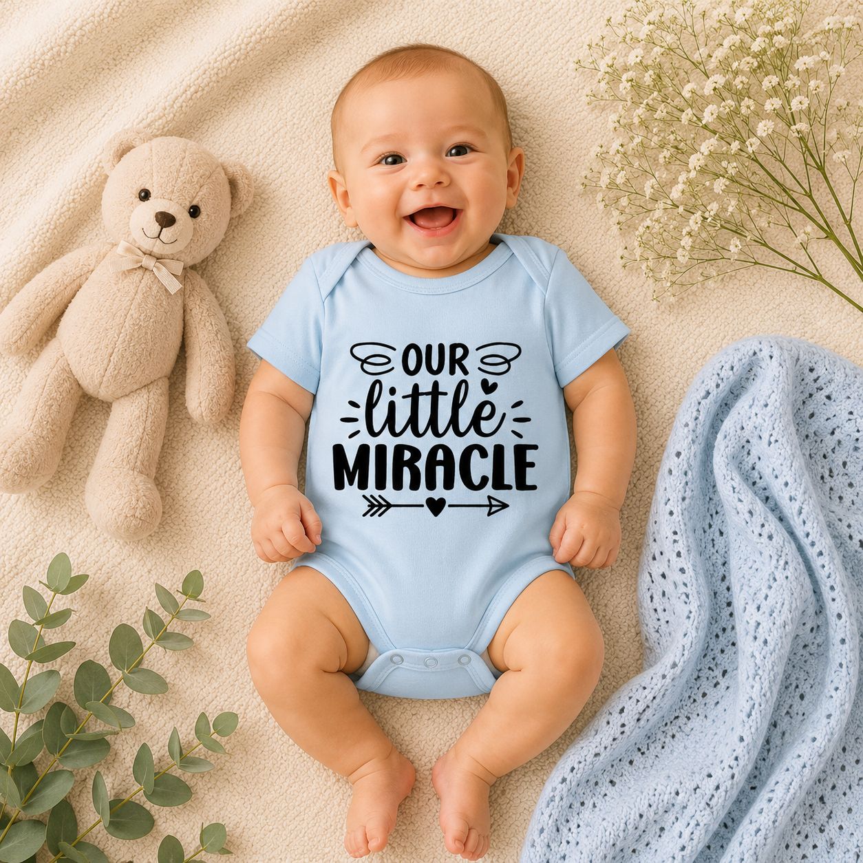 Baby Romper “Our Little Miracle” – Schattige Babykleding &amp; Lief Kraamcadeau