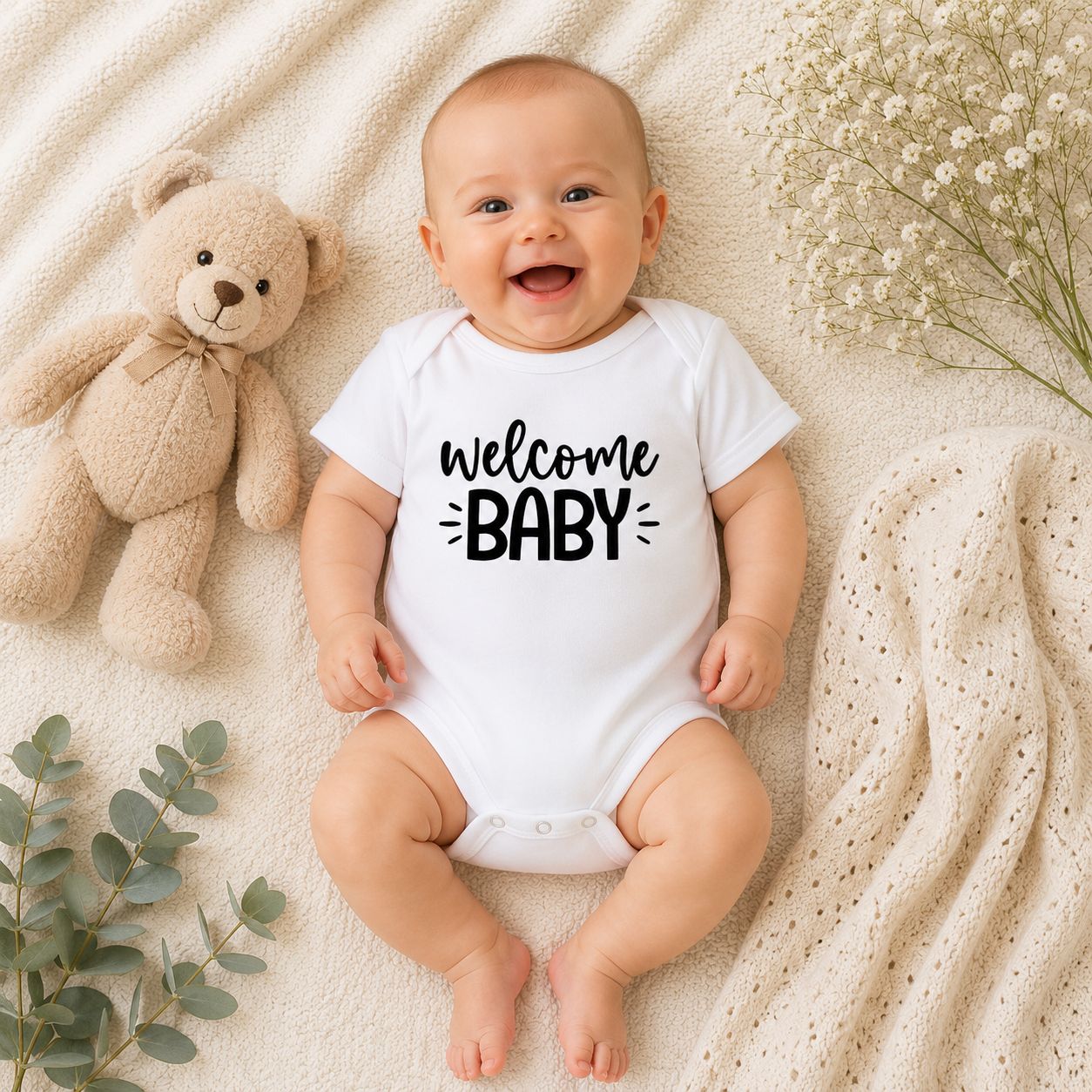 Baby Romper “Welcome Baby” – Schattige Babykleding &amp; Lief Kraamcadeau