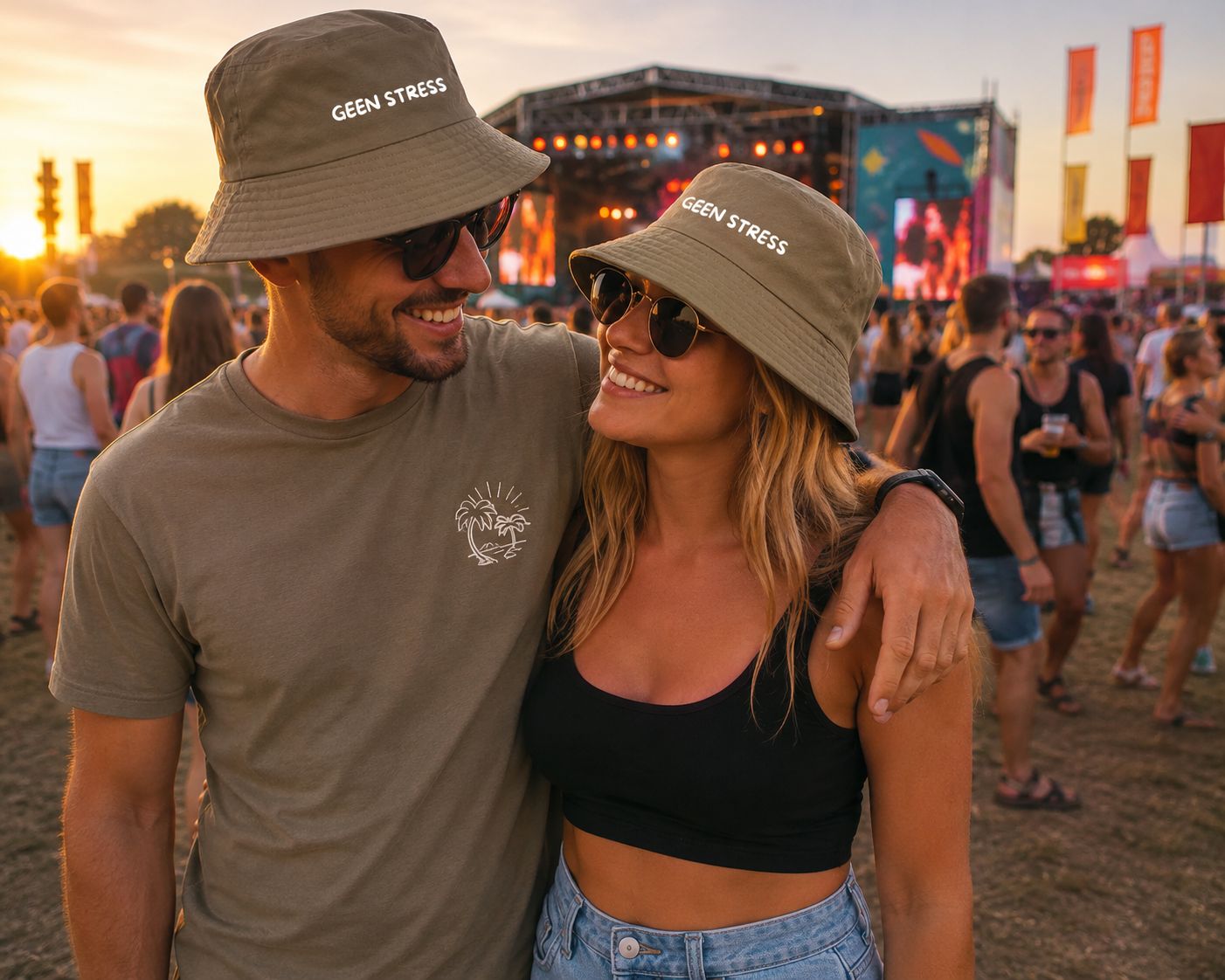 Geen Stress Festivalhoedje – Trendy Bucket Hat voor Festivals en Zomerse Dagen