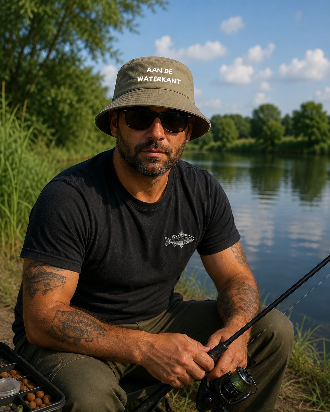 Aan De Waterkant Vissershoedje – Bucket Hat voor Visliefhebbers en Natuurliefhebbers