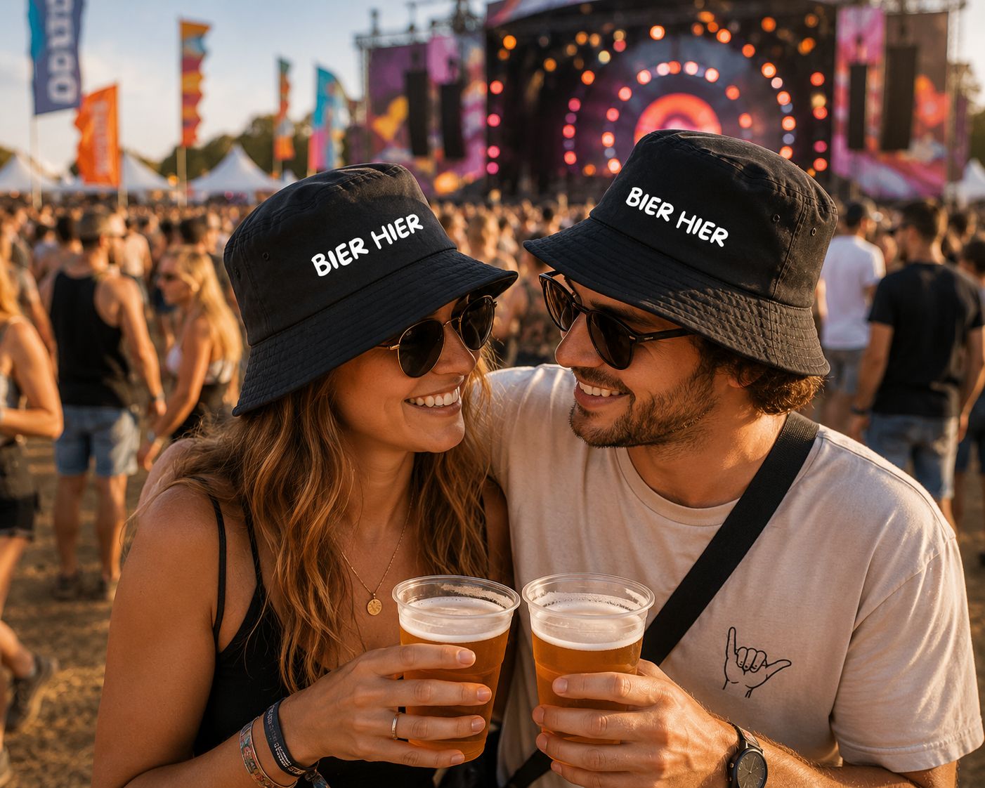 Bier Hier Bucket Hat – Grappig Festivalhoedje voor Bierliefhebbers