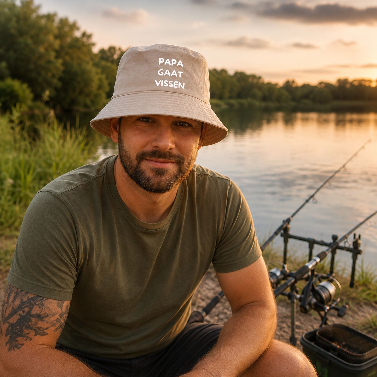 Papa Gaat Vissen Vissershoedje – Bucket Hat voor Vissende Papa's