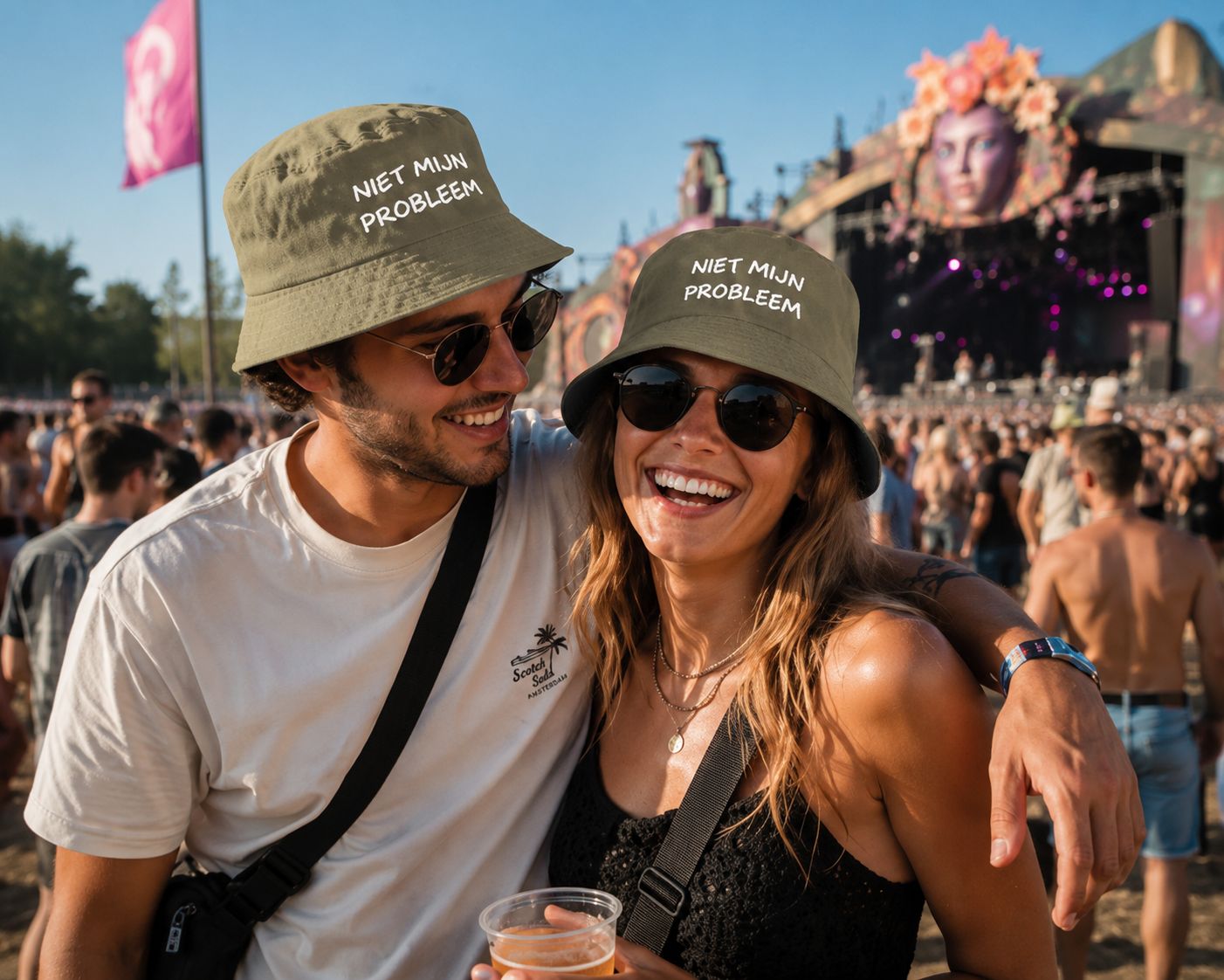 Niet Mijn Probleem Bucket Hat | Festival Hoedje met Grappige Tekst