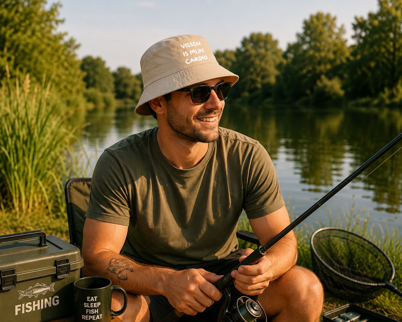 Vissen Is Mijn Cardio Bucket Hat – Grappig Vissershoedje voor Visliefhebbers