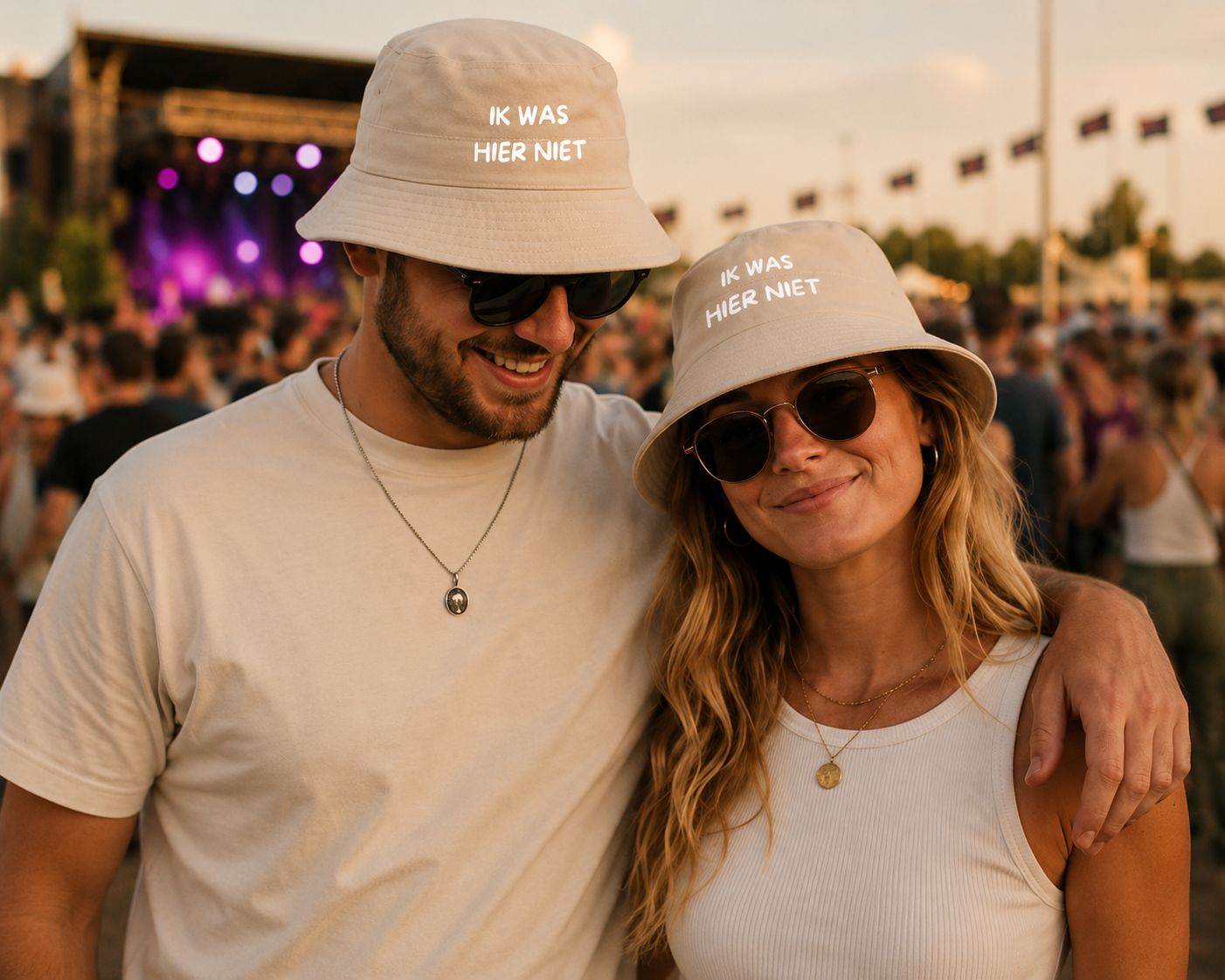 Ik Was Hier Niet Bucket Hat | Grappig Festival Hoedje met Tekst