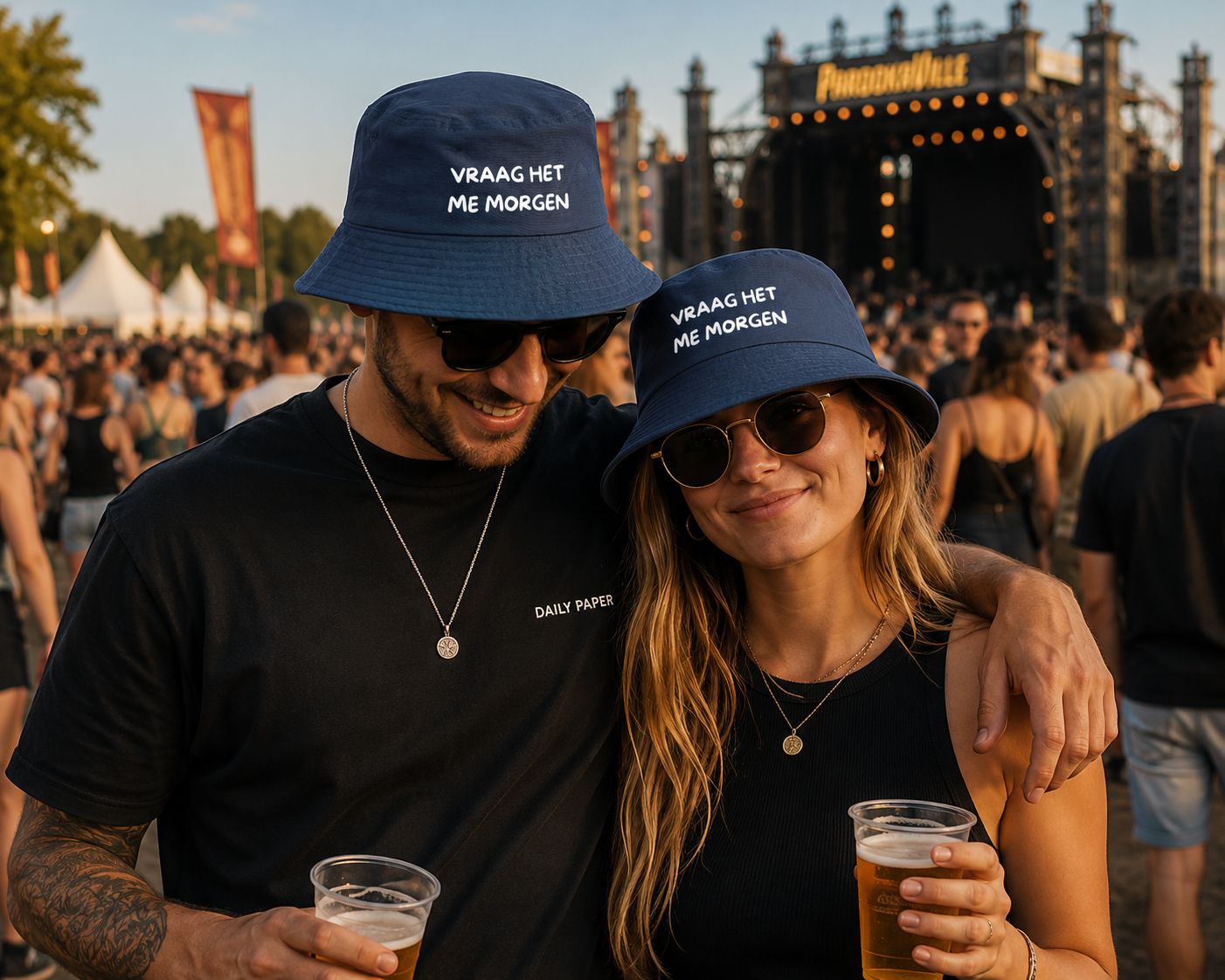 Vraag Het Me Morgen Bucket Hat | Grappig Festival Hoedje met Tekst
