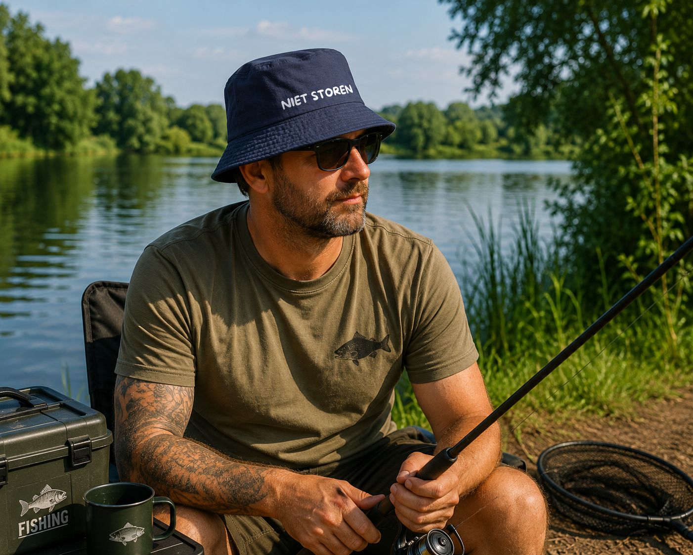 Niet Storen Vissershoedje – Grappige Bucket Hat voor Rustige Visdagen