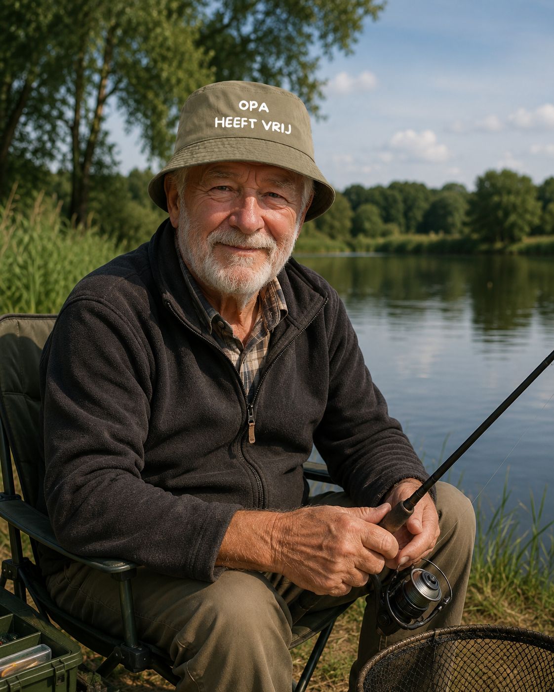 Opa Heeft Vrij Vissershoedje – Grappige Bucket Hat voor Vissende Opa's