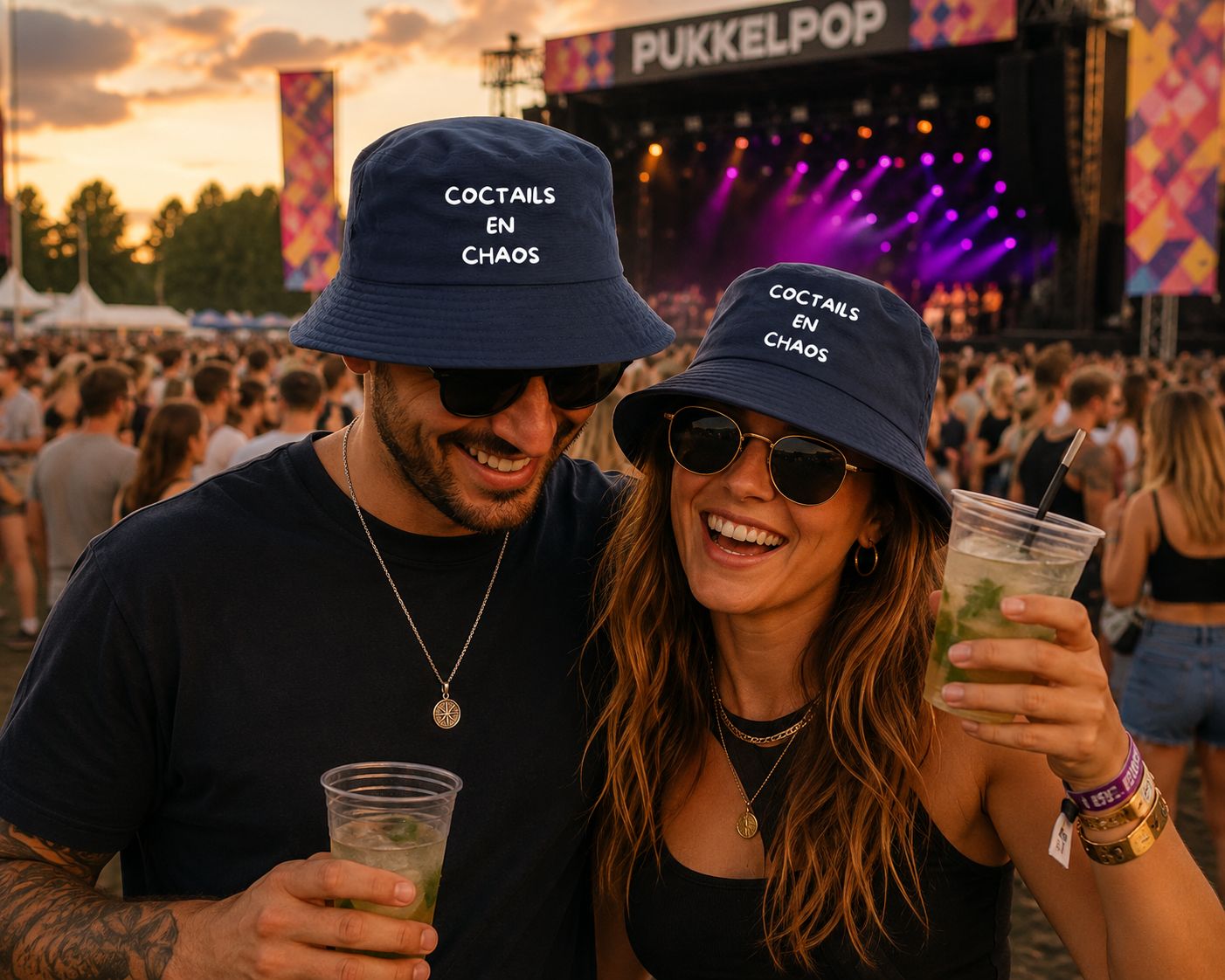 Cocktails En Chaos Bucket Hat | Grappig Festival Hoedje met Tekst
