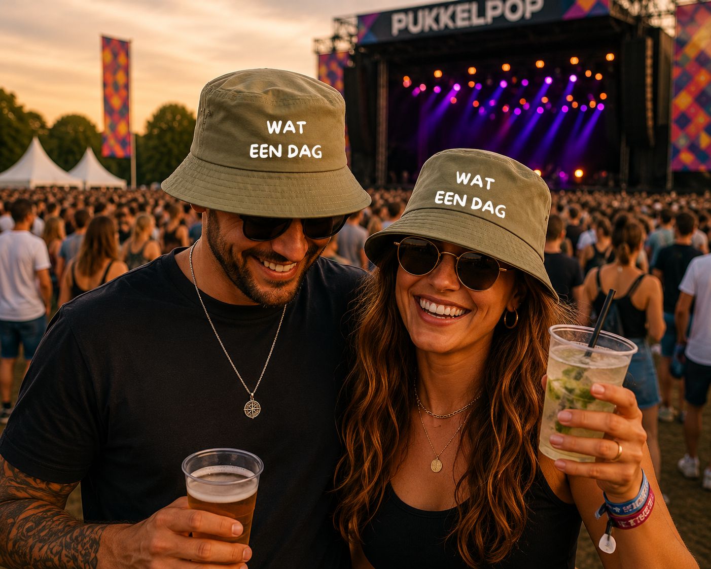 Wat Een Dag Bucket Hat | Grappig Vlaams Festival Hoedje met Tekst