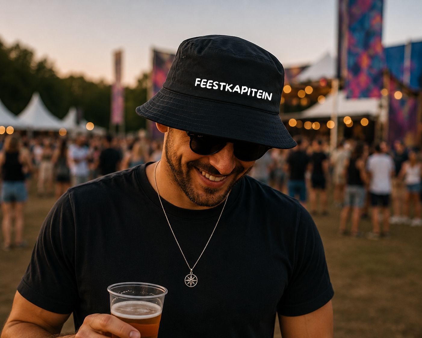 Feestkapitein Bucket Hat – Grappige Festivalhoed voor Feestbeesten