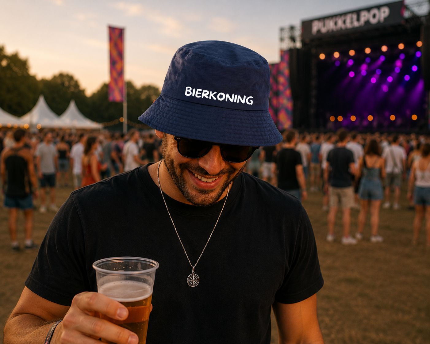 Bierkoning Bucket Hat – Grappige Festivalhoed voor Bierliefhebbers