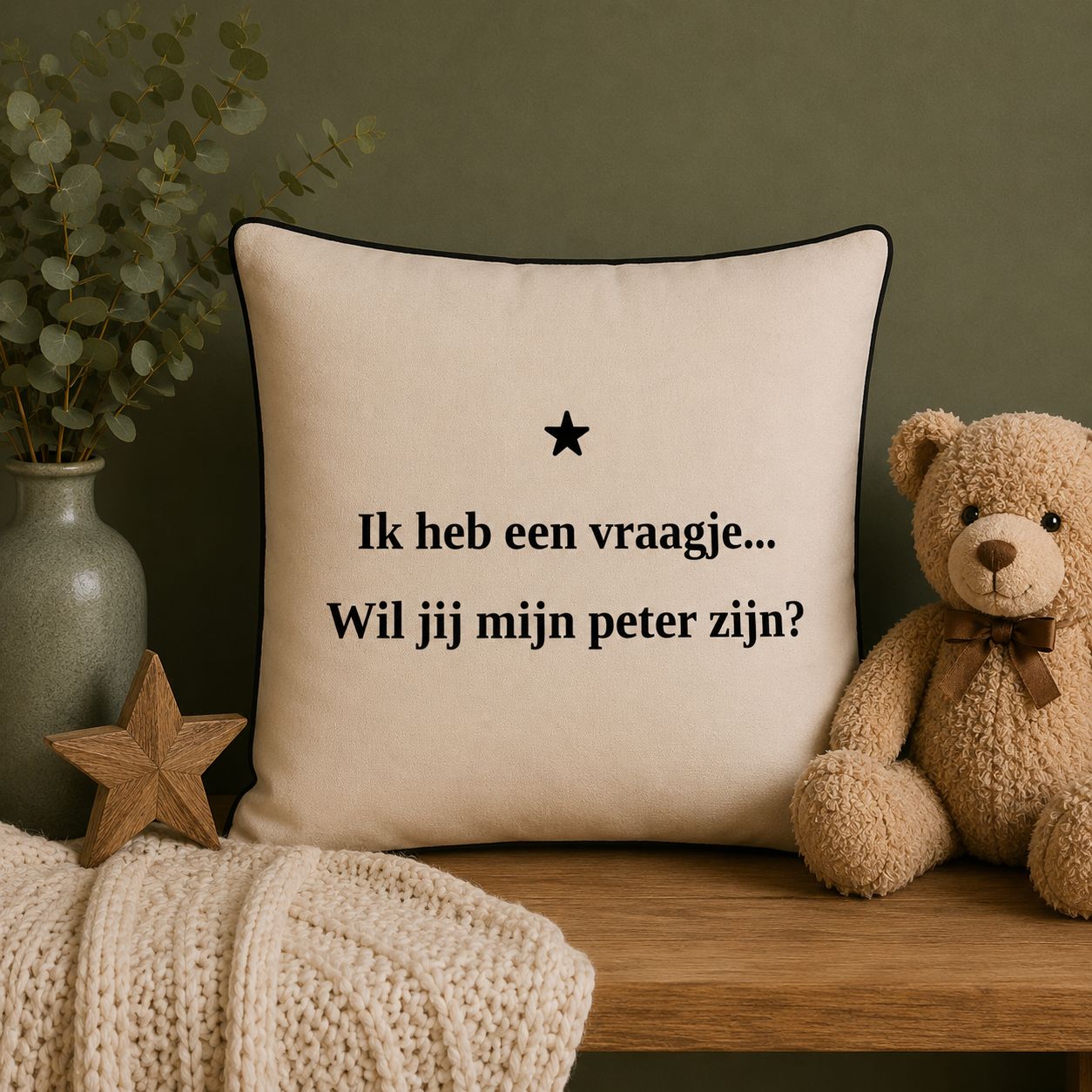 Sierkussen Ik Heb Een Vraagje... Wil Jij Mijn Peter Zijn? | Peter Cadeau