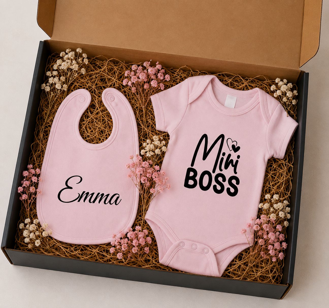 Baby Cadeaubox Mini Boss - Meisje – Gepersonaliseerd Babycadeau met Naam