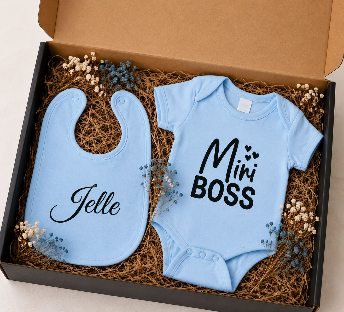 Baby Cadeaubox Mini Boss - jongen – Gepersonaliseerd Babycadeau met Naam