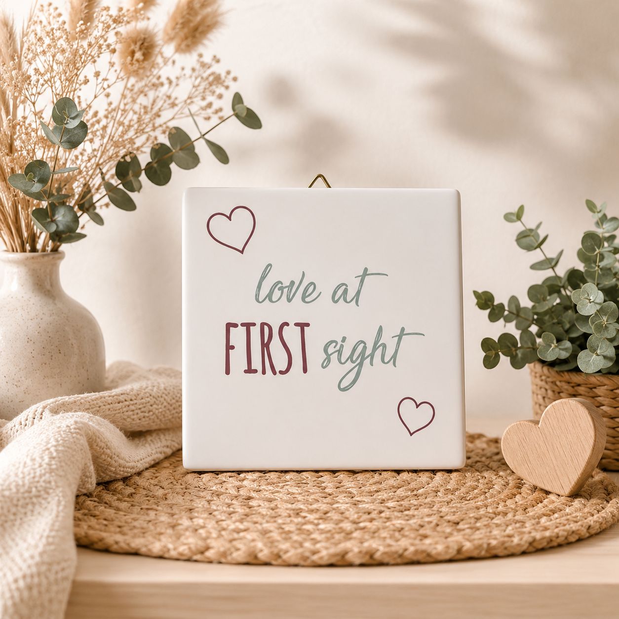 Love At First Sight Tegeltje 10x10 cm – Lief Kraamcadeau &amp; Babykamer Decoratie