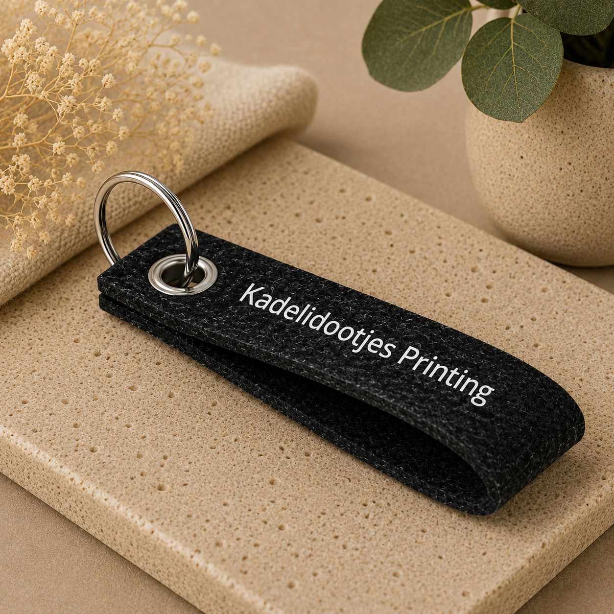 Vilten Sleutelhanger met Bedrijfsnaam | Duurzaam Relatiegeschenk
