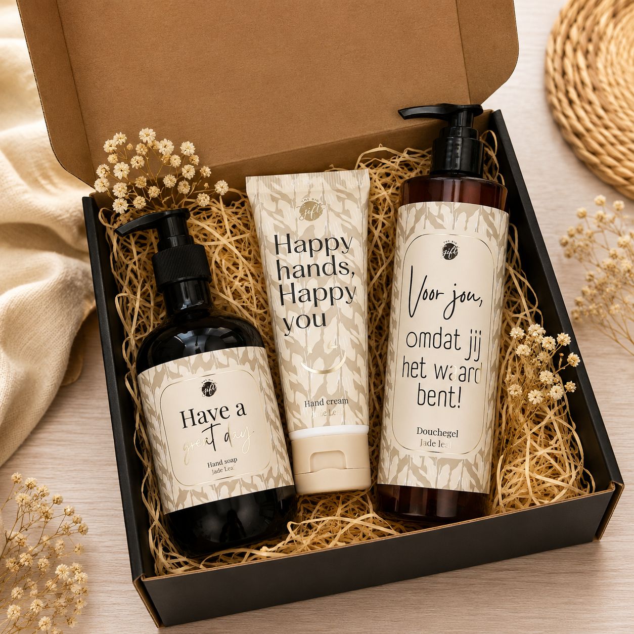 Wellness Cadeaubox met Handzeep, Handcrème &amp; Douchegel – Luxe Verwenpakket