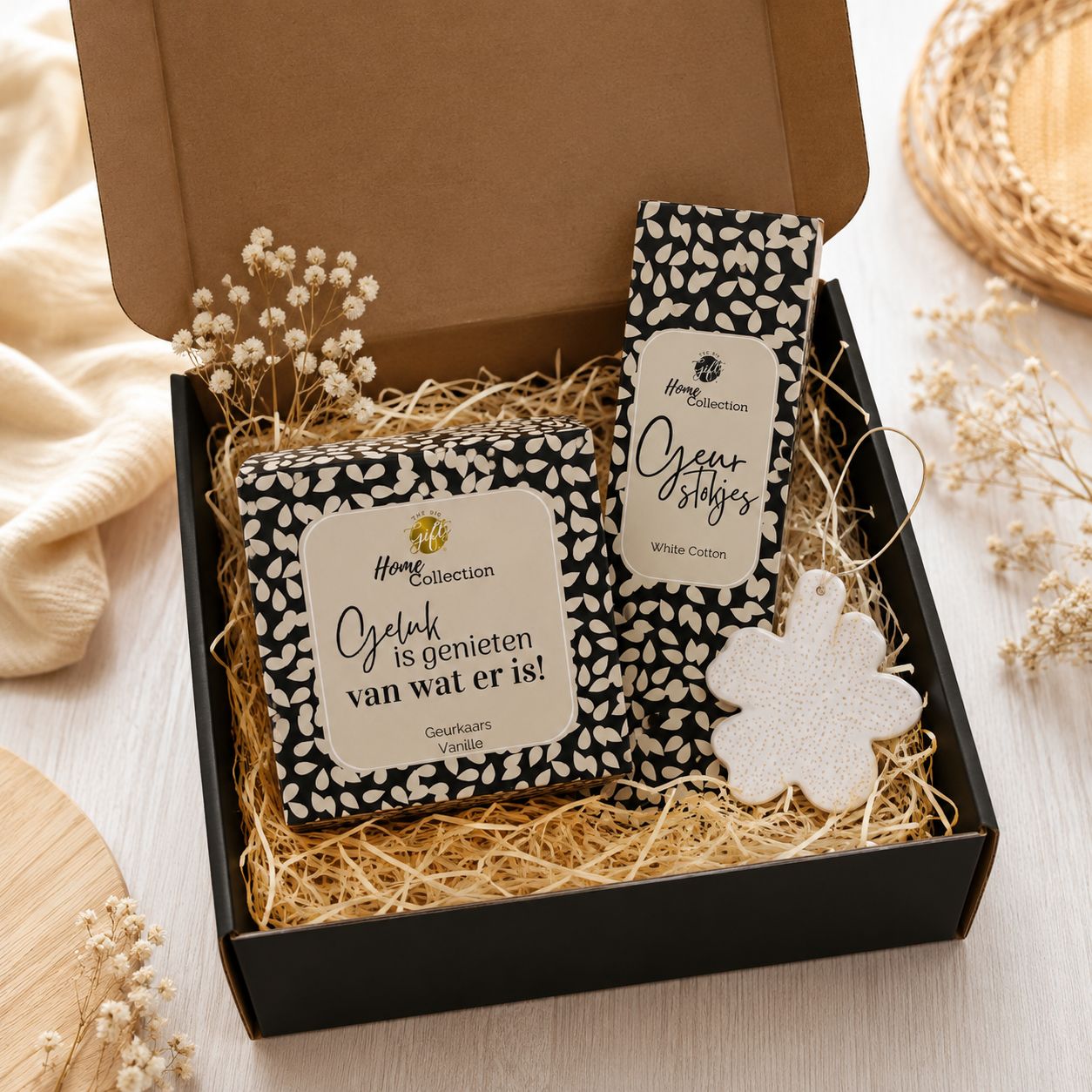 Luxe Cadeaubox met Geurkaars, Geurstokjes &amp; Geurhanger – Sfeervol Wooncadeau