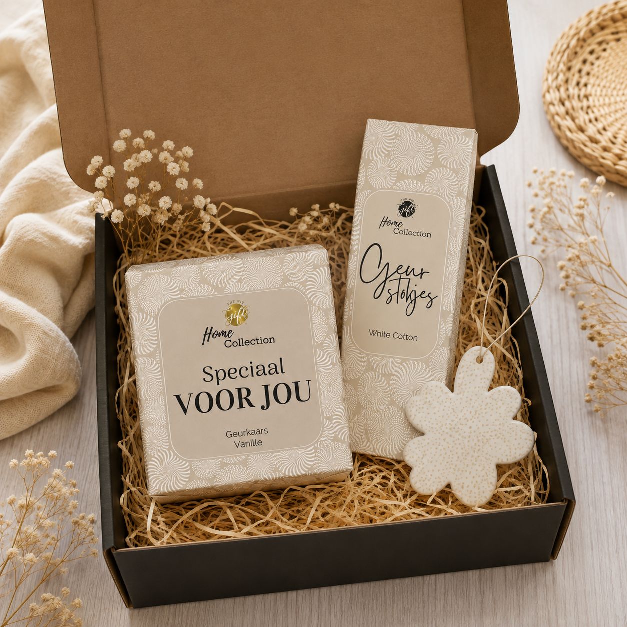 Luxe Cadeaubox met Geurkaars, Geurstokjes &amp; Geurhanger – Origineel Wellness Cadeau