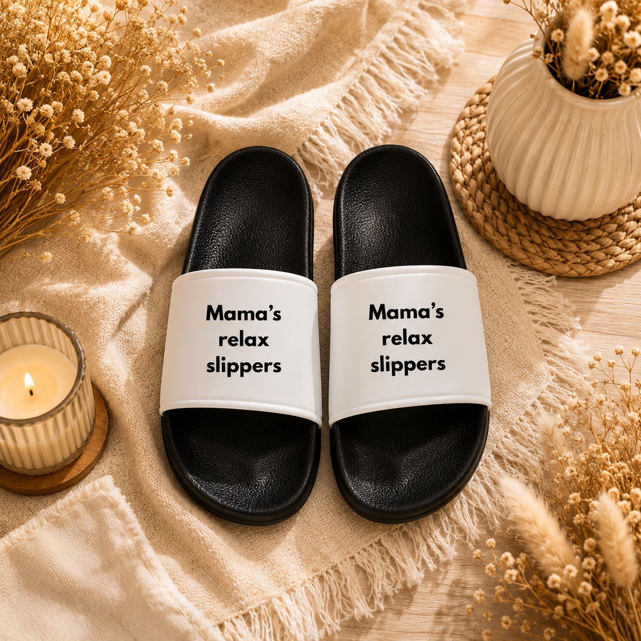 Mama's Relax Slippers – Comfortabele Gepersonaliseerde Slippers voor Mama | Kadelidootjes