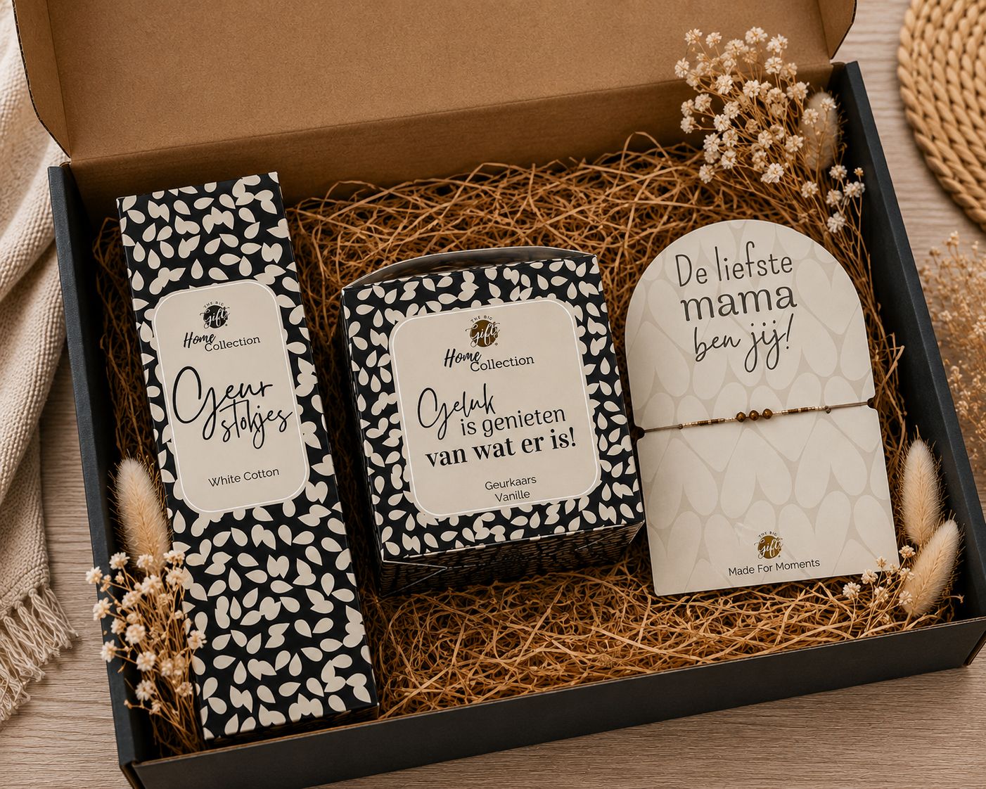 Mama Cadeaubox met Geurstokjes, Geurkaars &amp; Armbandje | Kadelidootjes